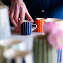 Espresso Cup Sgrafitto Stripe - Blue