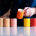 Espresso Cup Sgrafitto Stripe - Tangerine