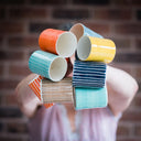 Demi Mug Sgrafitto Stripe - Teal