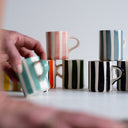 Espresso Cup Candy Stripe - Dove Grey