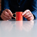Espresso Cup Sgrafitto Stripe - Red