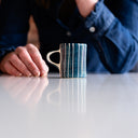 Espresso Cup Sgrafitto Stripe - Teal