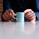 Espresso Cup Sgrafitto Stripe - Turquoise